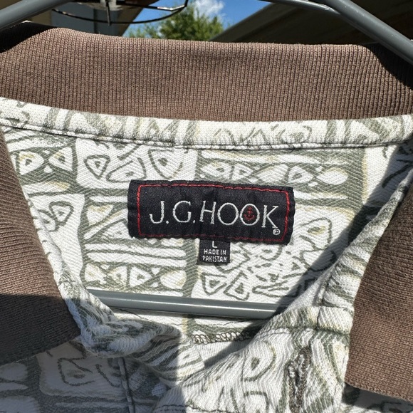 J.G. Hook Polo, size Large, White & Green - Picture 4 of 4